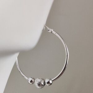 Sterling Silver Hoops Earrings with Orbits